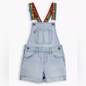 Levi's Kids Denim Shortalls with Rainbow Logo Straps